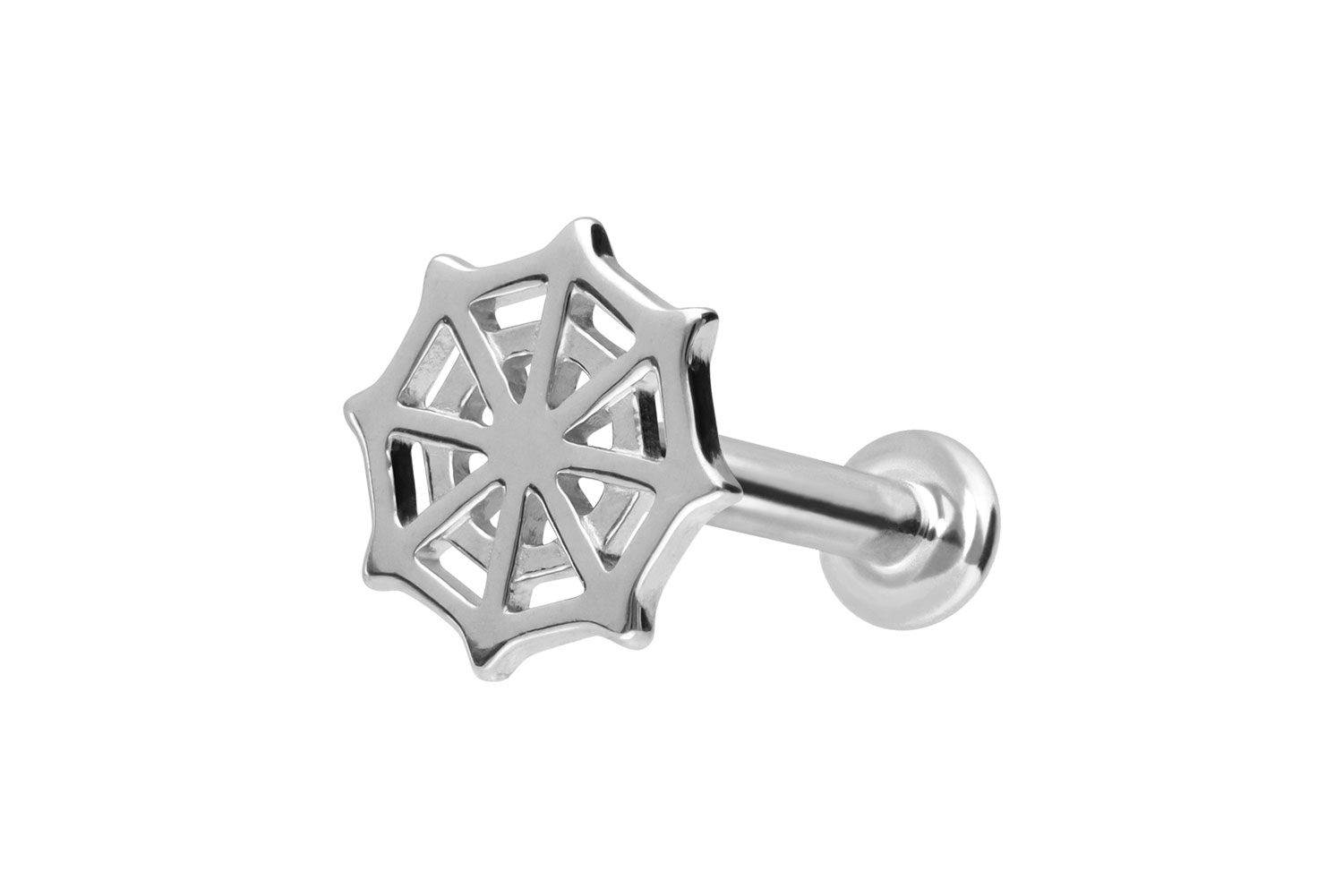 14 Karat Gold Labret Piercing mit Push Fit SPINNENNETZ